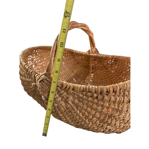 Vintage Large Hand Woven Buttocks Basket Intricate Twisted Grapevine Handle - Picture 7 of 8